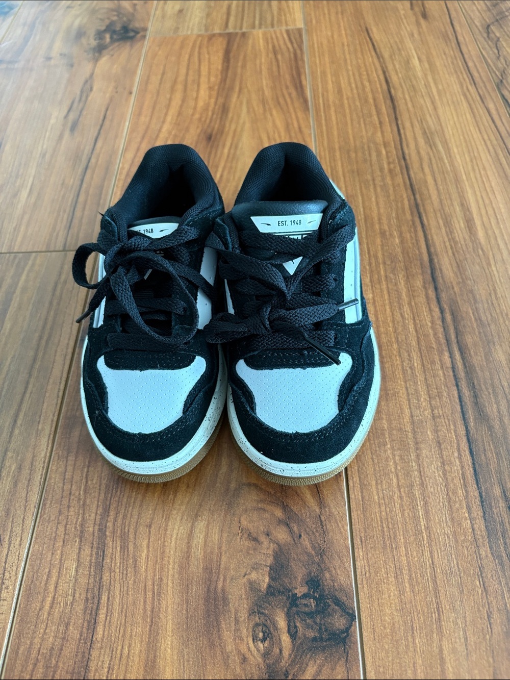 Puma Kids Black and White Low-Top Sneakers with Gum Sole